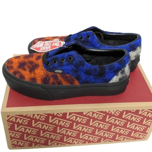 NWT VANS Era Platform Mix Leopard Fuzzy Sneakers 6.5 - Picture 3 of 6